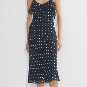 Aritzia Navy and White Midi Dress